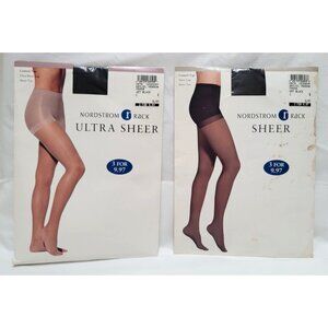 VTG Lot of 2 Nordstrom Rack Sheer Control Top Pantyhose Jet Off Black Size C NOS